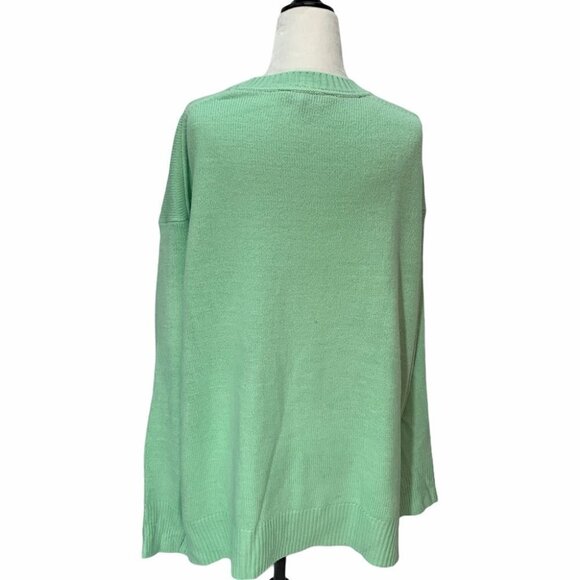 ISAAC Mizrahi💚Crew Neck Green Knit Ling Sleeve Sweater Size L - Picture 4 of 10